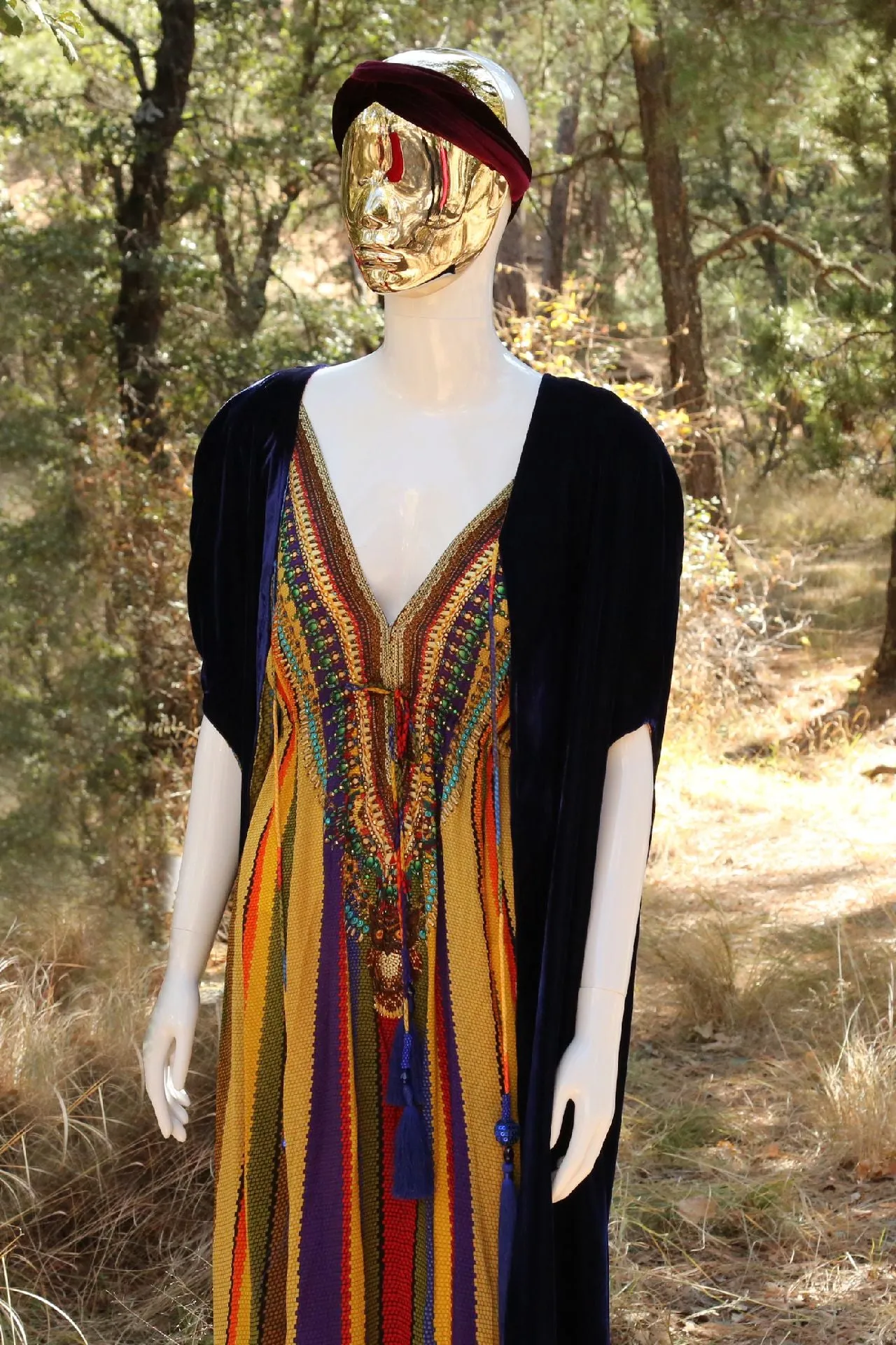 Stripe Print Multi Color Maxi Dress