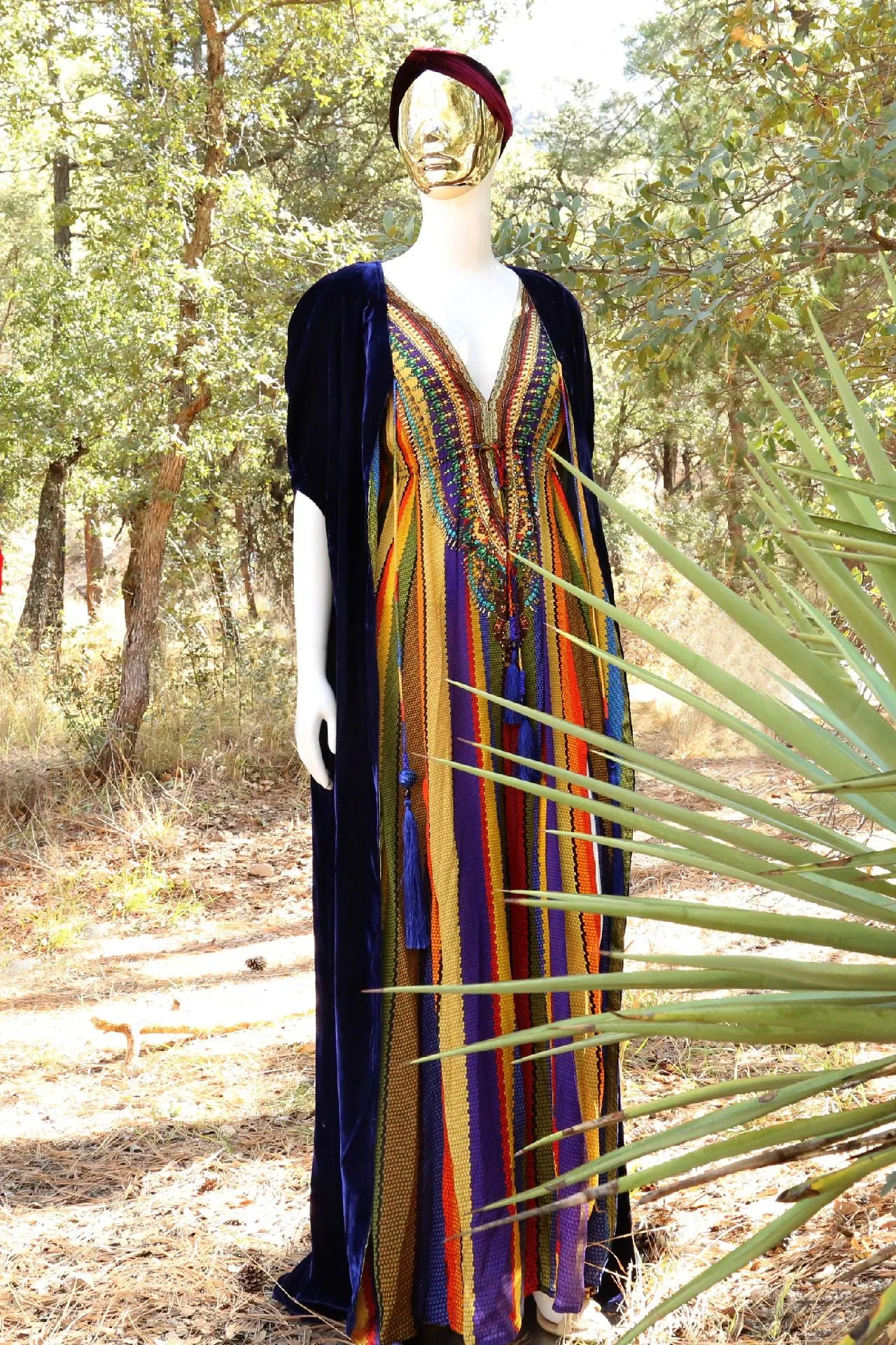 Stripe Print Multi Color Maxi Dress