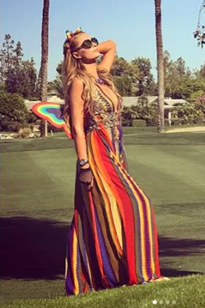 Stripe Print Multi Color Maxi Dress