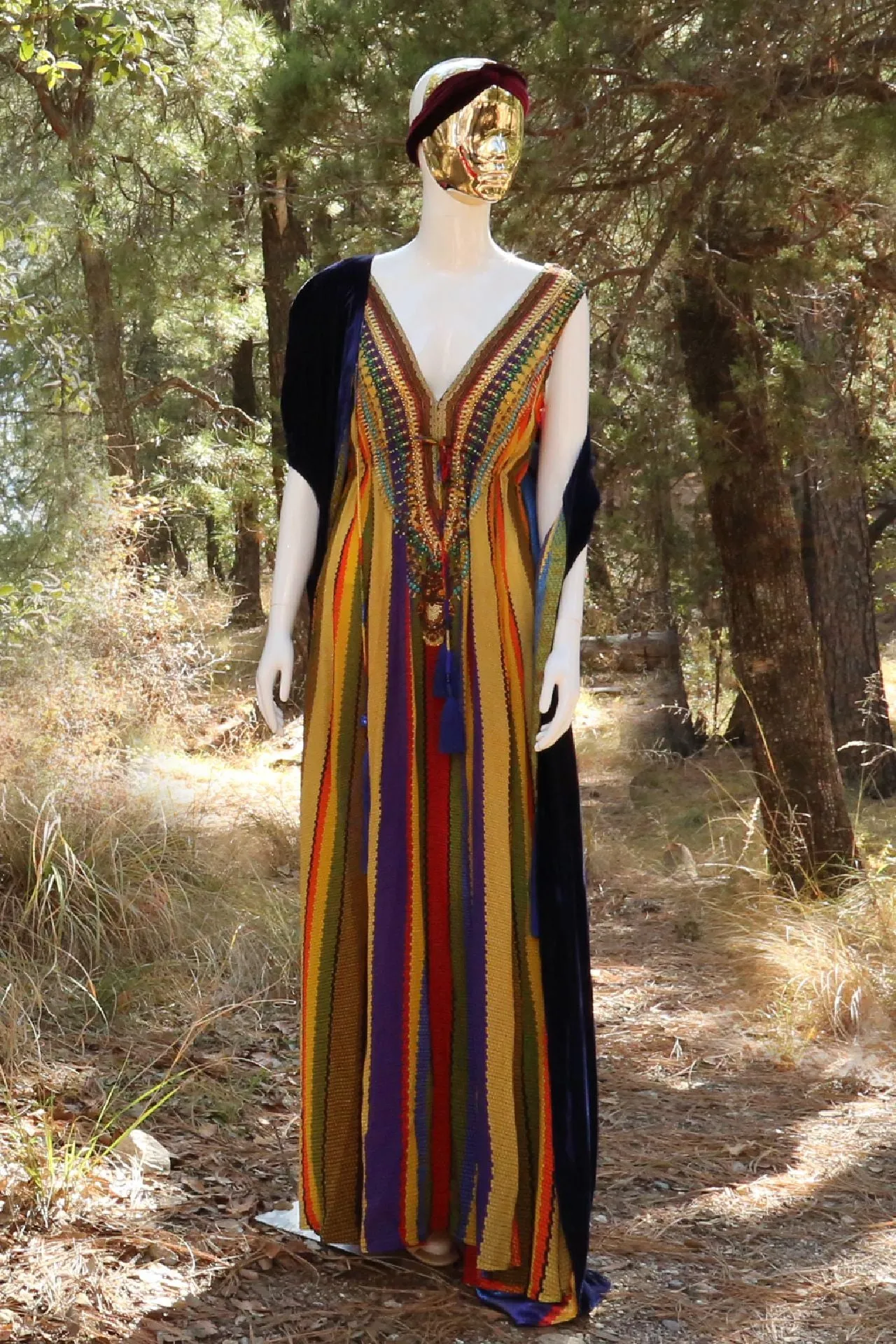 Stripe Print Multi Color Maxi Dress