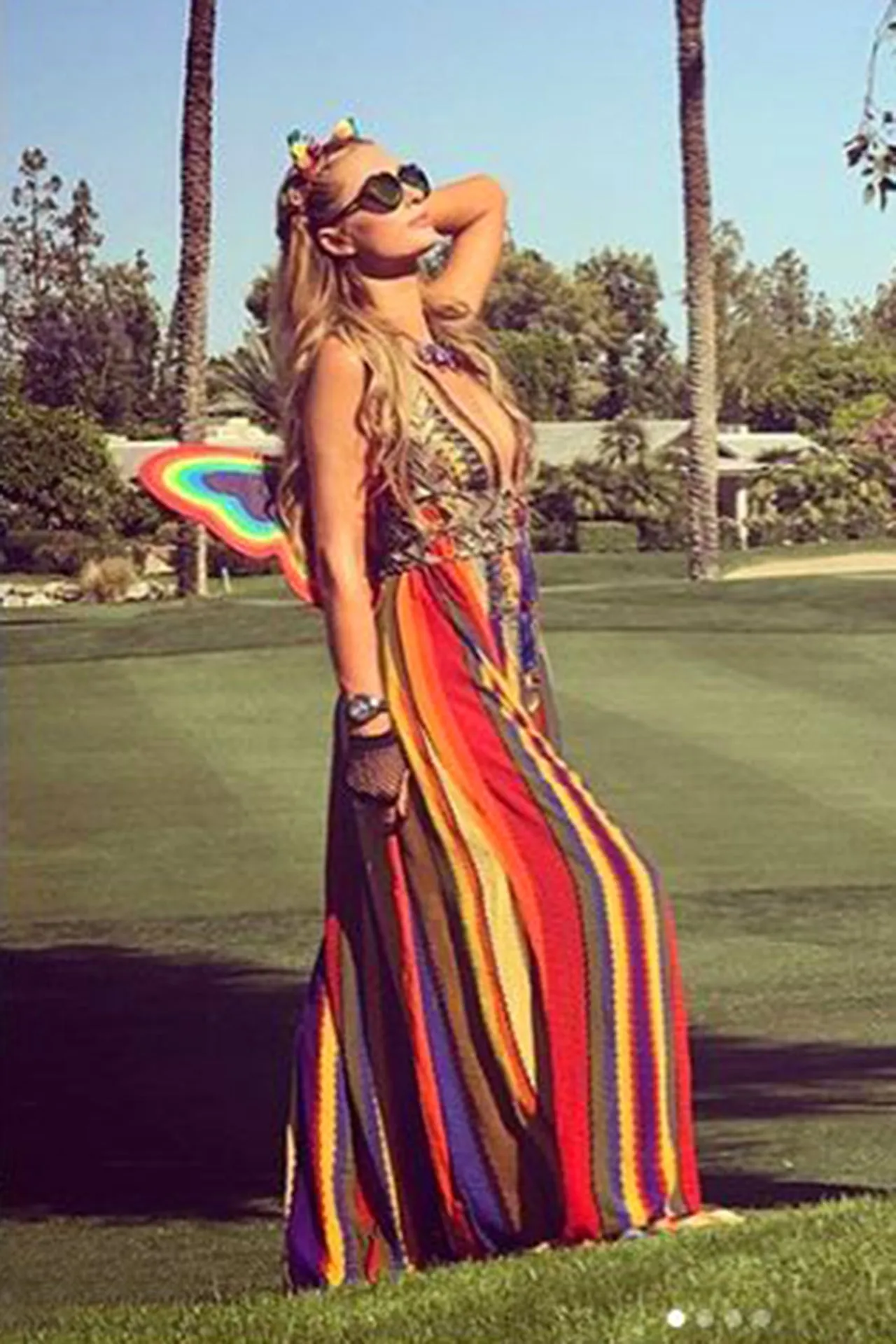 Stripe Print Multi Color Maxi Dress