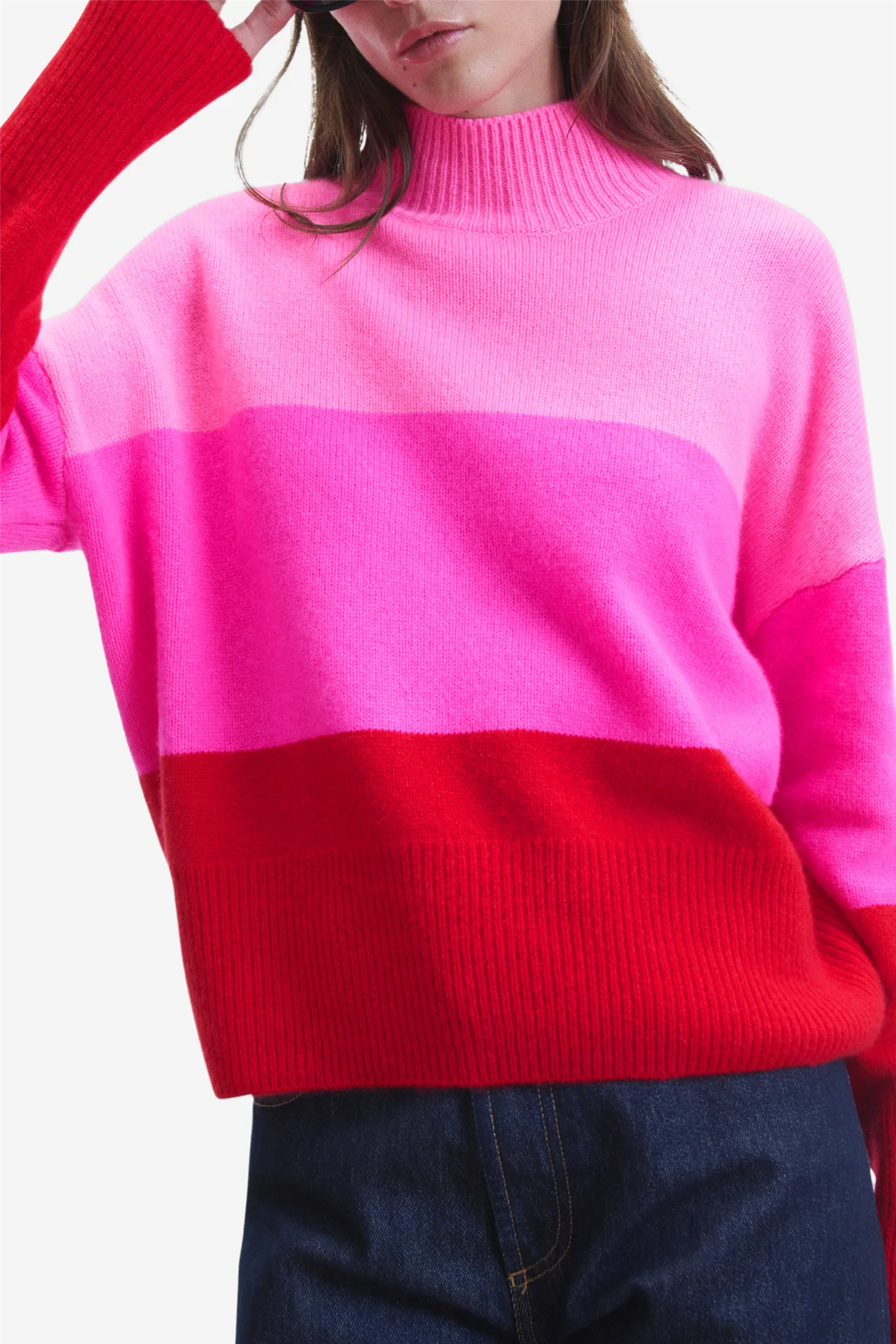Sweater Mock Neck Bright Red