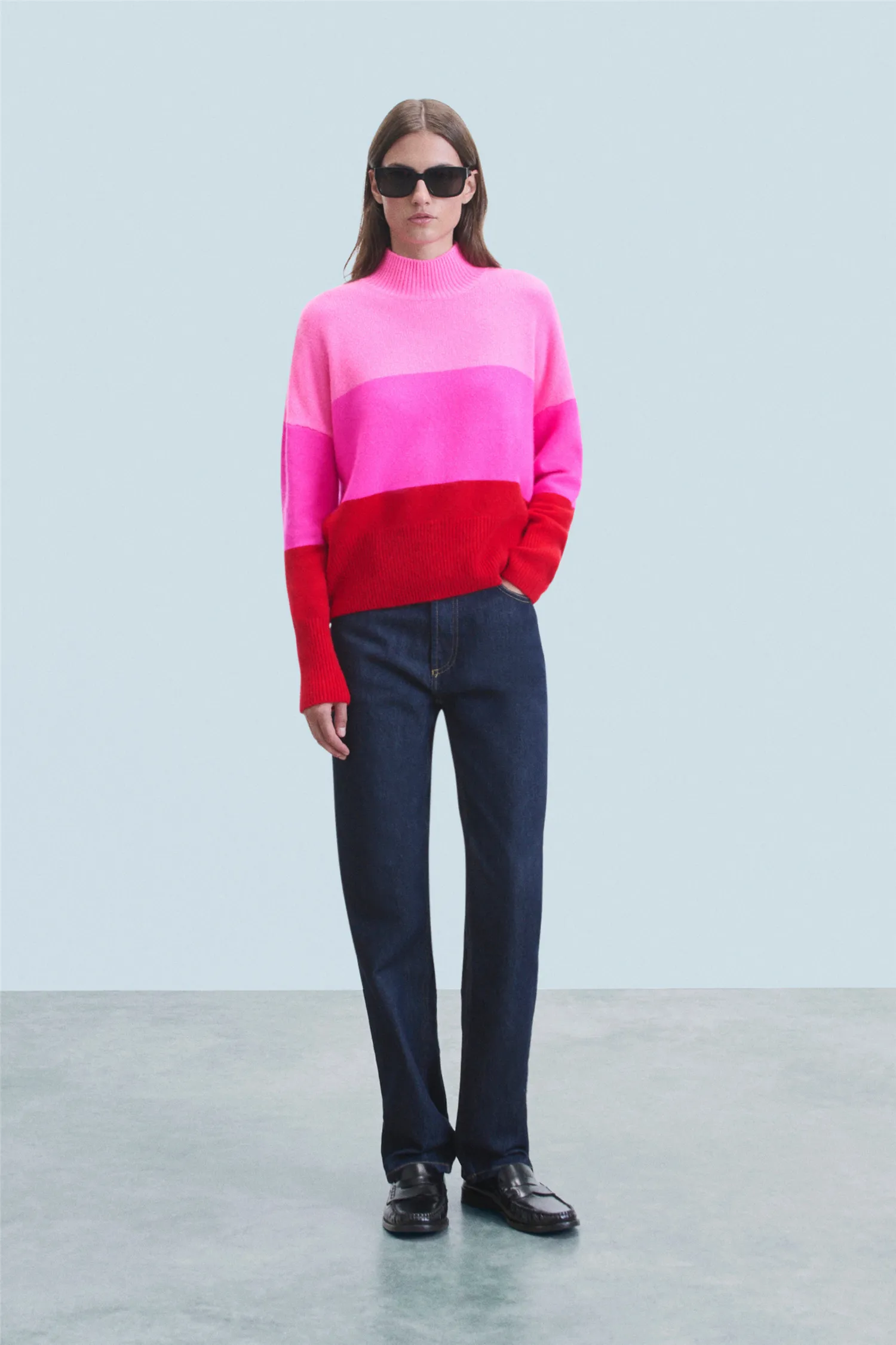 Sweater Mock Neck Bright Red