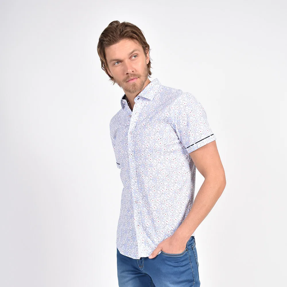 White Geranium Flower Short Sleeve Shirt