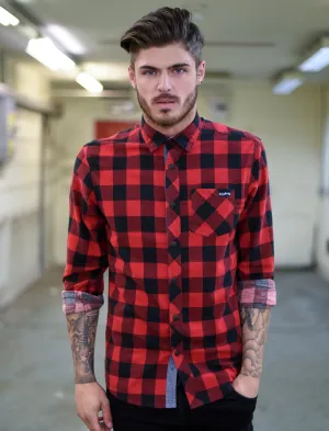Wilding Checked Shirt in Red / Black - Tokyo Laundry