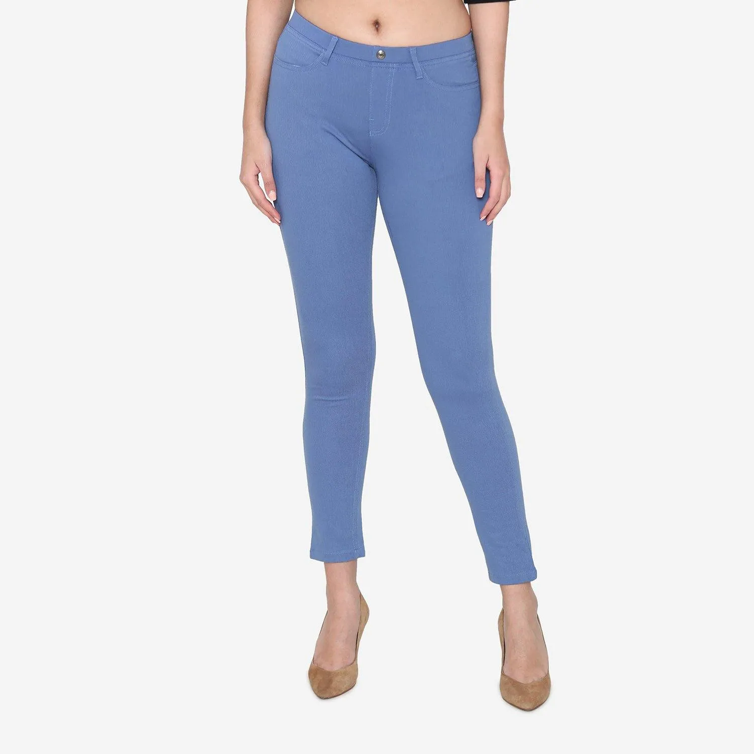 Women's  Cotton Stretchable Jeggings - Lt. Denim Blue