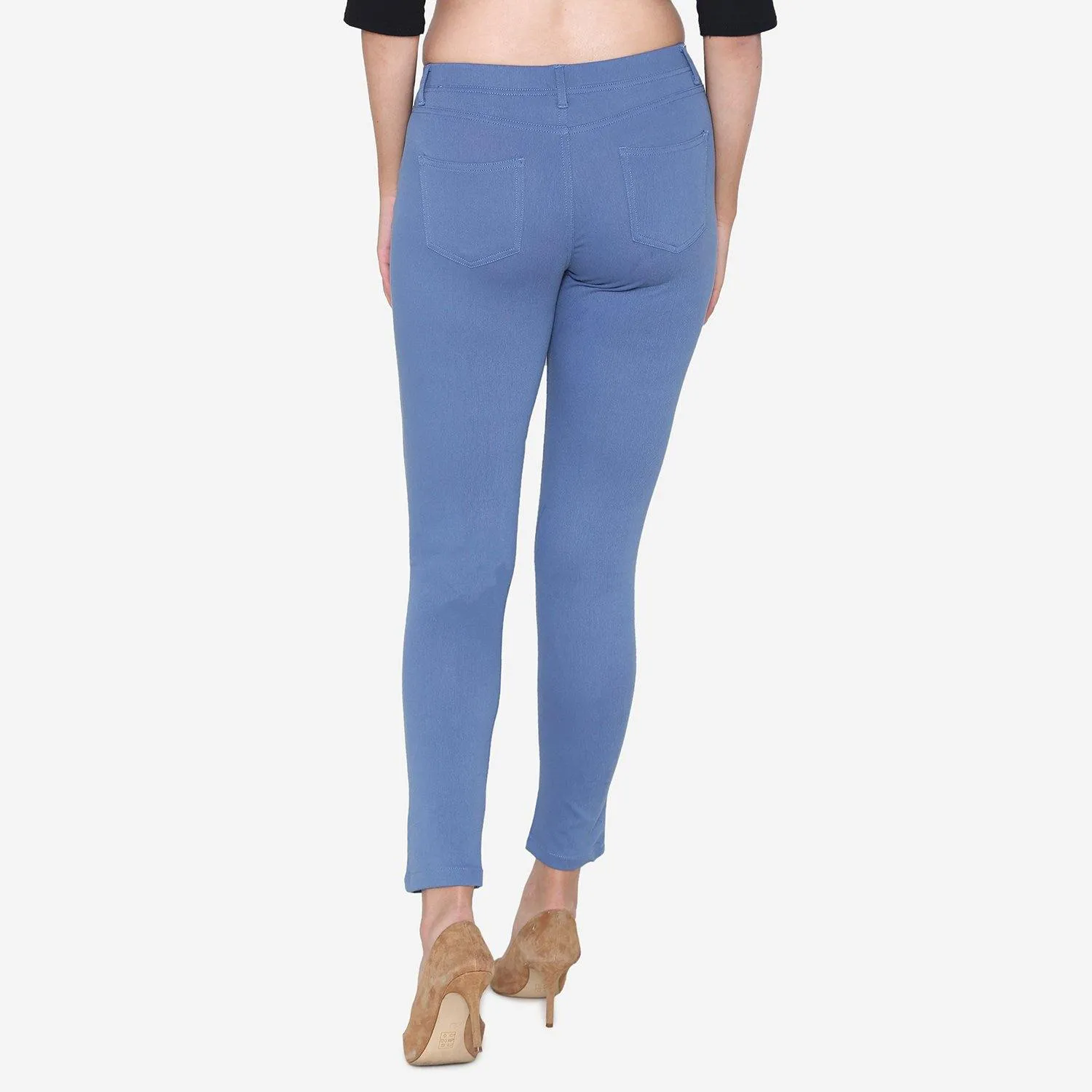 Women's  Cotton Stretchable Jeggings - Lt. Denim Blue