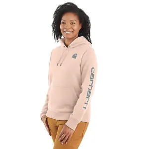 Women's Relaxed Fit Midweight Logo Sleeve Graphic Hoodie - Georgia Peach
